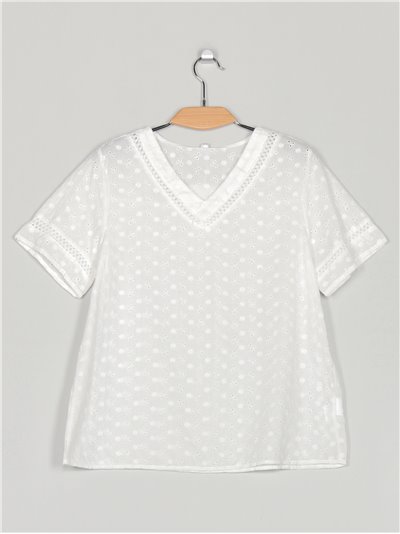 Blusa calada puntillas blanco (M-L-XL-XXL)