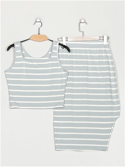 Striped top + Skirt 2 sets (S/M-L/XL)