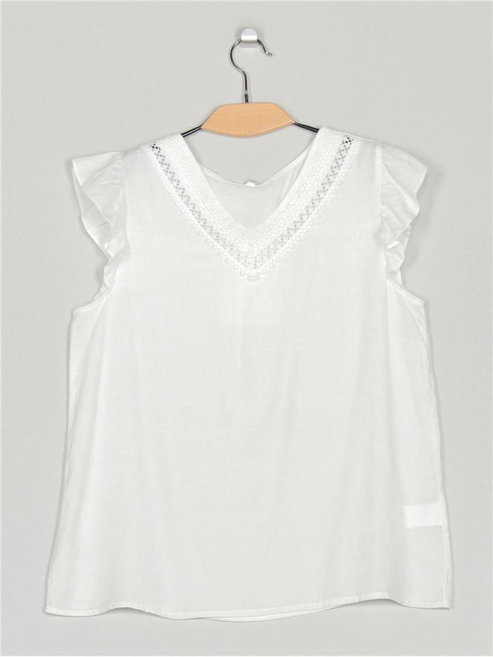 Linen effect blouse with lace (M-L-XL-XXL)