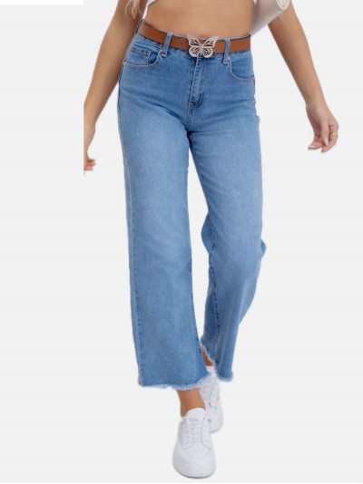 Jeans rectos cinturón azul (S-XXL)