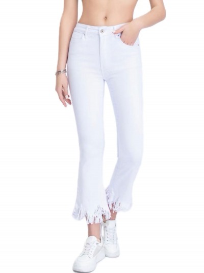 Frayed edge flare jeans blanco (XS-XXL)