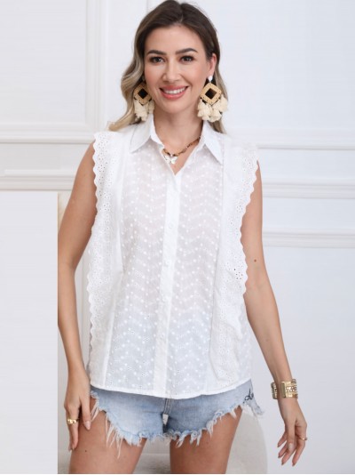 Die-cut embroidered shirt blanco (M-L-XL-XXL)
