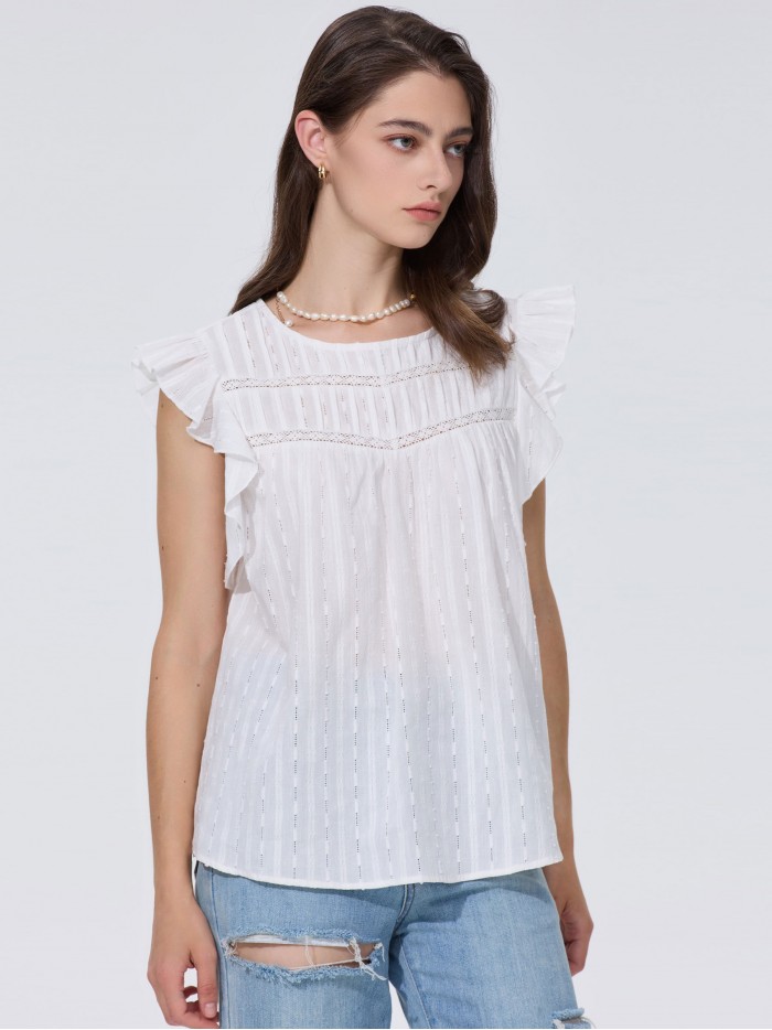 Striped blouse with lace blanco (M-L-XL-XXL)