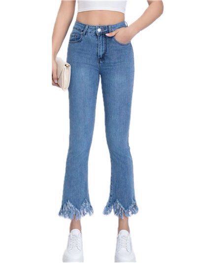 Jeans flare desflecados azul (XS-XL)