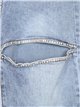 Ripped flare jeans with rhinestone azul (XS-XL)
