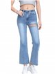 Jeans flare rotos pedrería azul (XS-XL)
