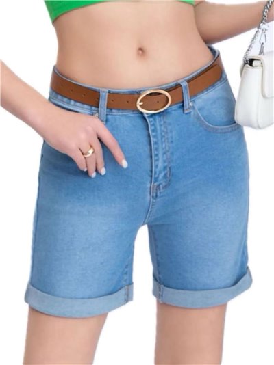Belted bermuda shorts azul (40-50)