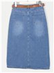 Belted denim midi skirt with a vent azul (38-50)