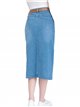 Belted denim midi skirt with a vent azul (38-50)