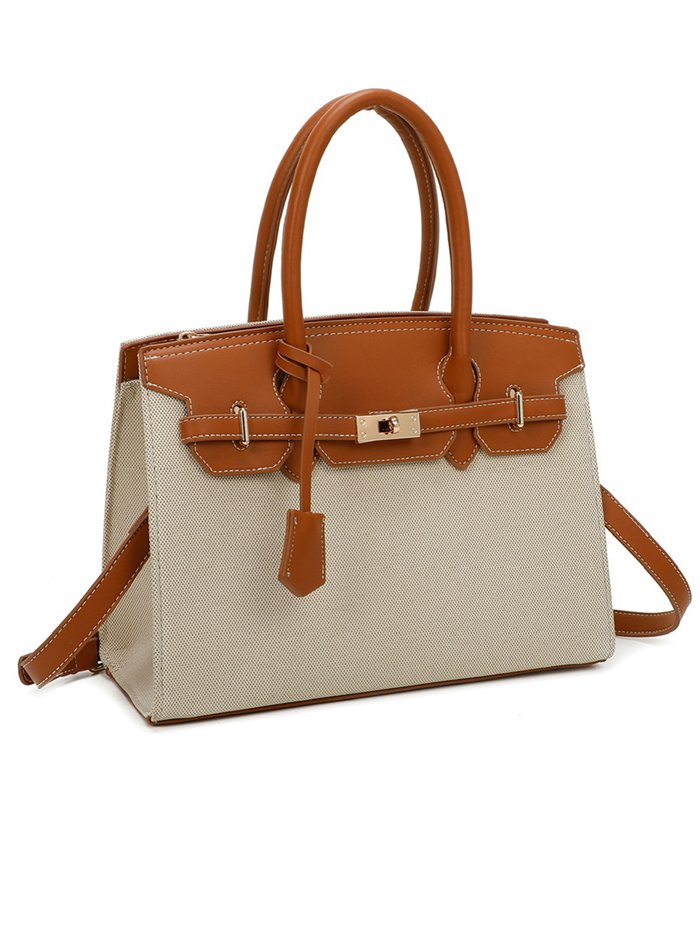 Contrast citybag with pendant brown