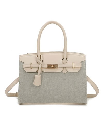 Contrast citybag with pendant beige