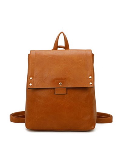 Minimal backpack with flap brown