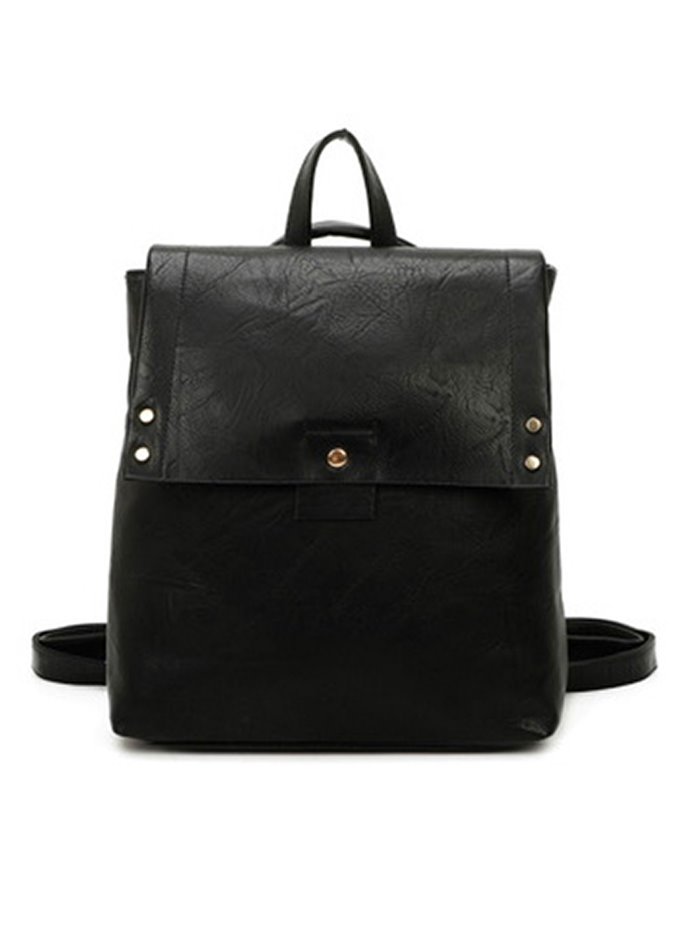 Minimal backpack with flap black