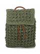 Raffia effect backpack with flap green