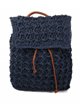 Raffia effect backpack with flap blue