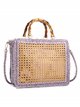 Raffia effect tote bag with handle detail purple