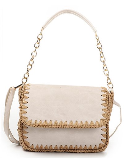 Contrast crossbody bag with flap beige