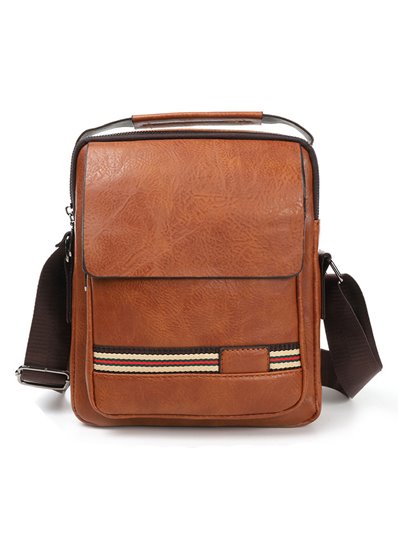 Crossbody bag with flap light-brown