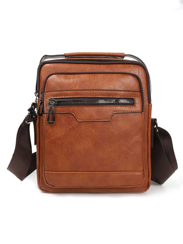 Crossbody bag with zip light-brown