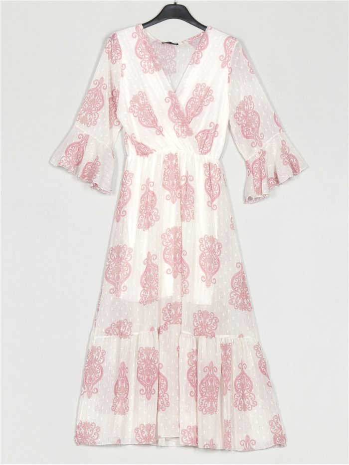Printed plumeti dress rosa