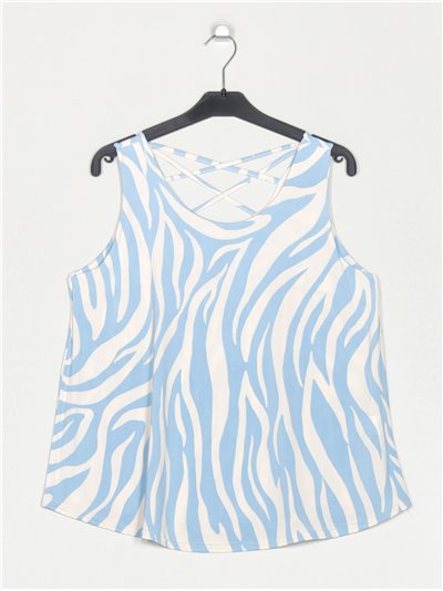 Flowing zebra print blouse azul-claro
