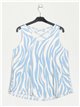 Flowing zebra print blouse azul-claro