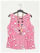 Flowing printed blouse fucsia