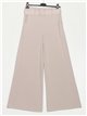 Belted elastic palazzo trousers beis