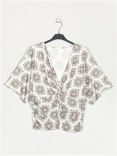 Flowing blouse with knots verde