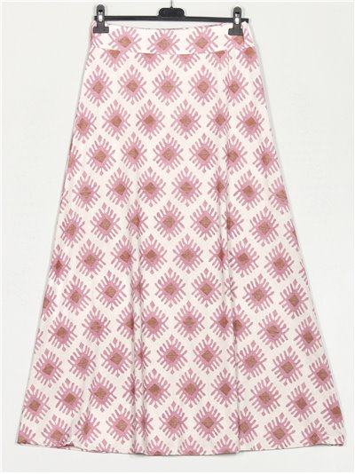 Flowing printed skirt rosa