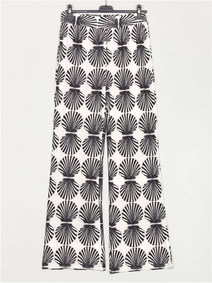 Printed flowing trousers negro