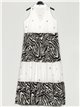 Maxi zebra print dress with ruffles blanco