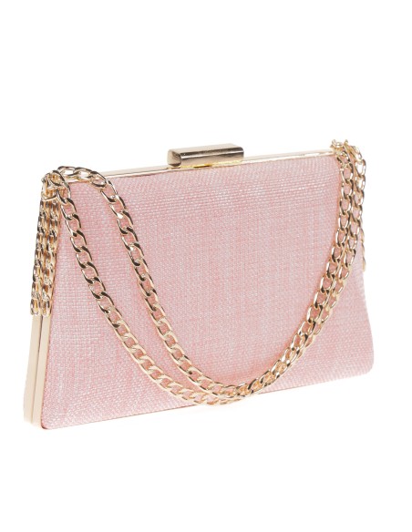 Clutch fiesta rafia cadena rosa