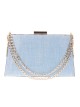 Clutch fiesta rafia cadena azul-claro