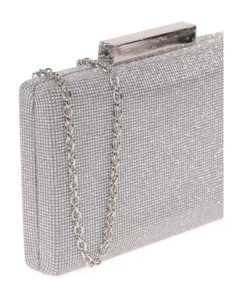 Shiny fabric clutch gris