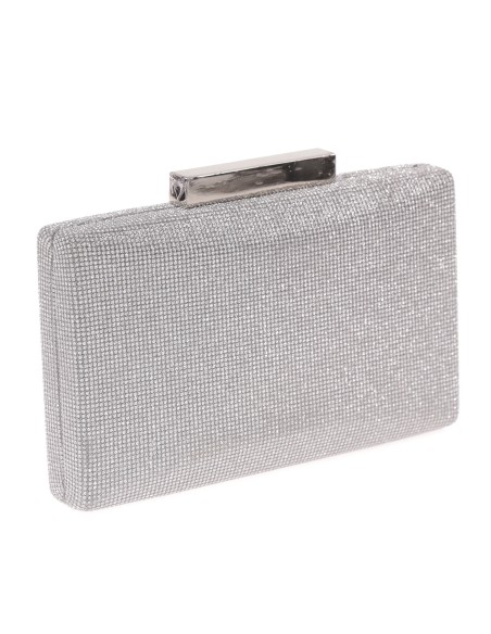 Shiny fabric clutch gris