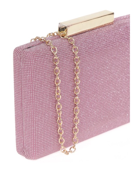 Shiny fabric clutch fucsia