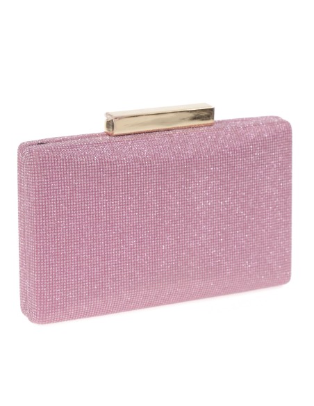 Shiny fabric clutch fucsia
