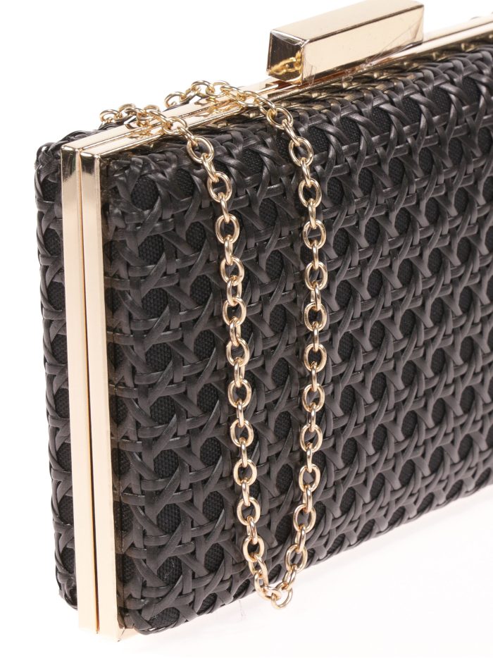 Raffia clutch negro