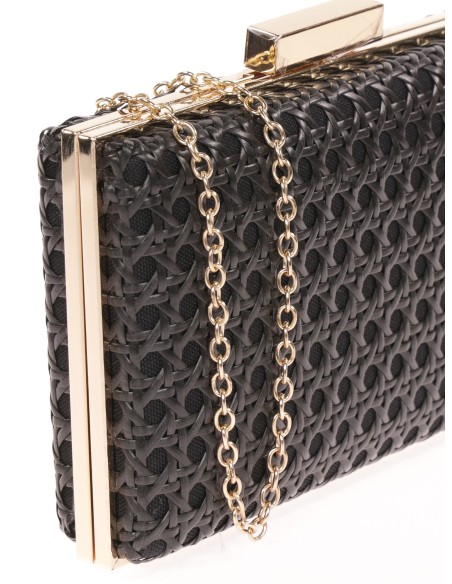 Clutch fiesta rafia negro