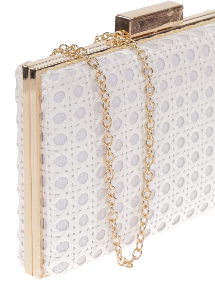 Clutch fiesta rafia blanco