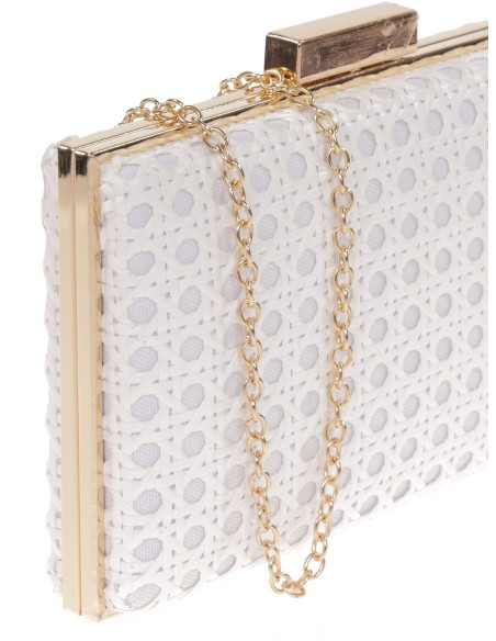 Clutch fiesta rafia blanco