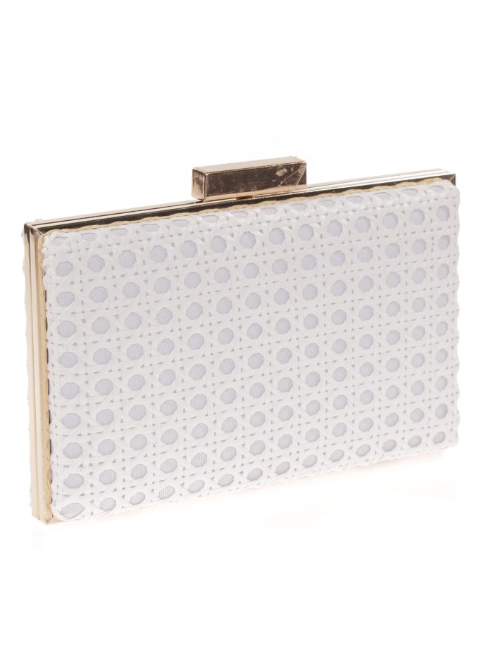 Clutch fiesta rafia blanco