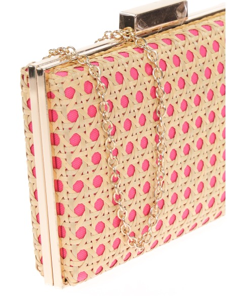 Clutch fiesta rafia fucsia