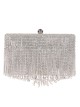 Clutch fiesta flecos pedrería plata