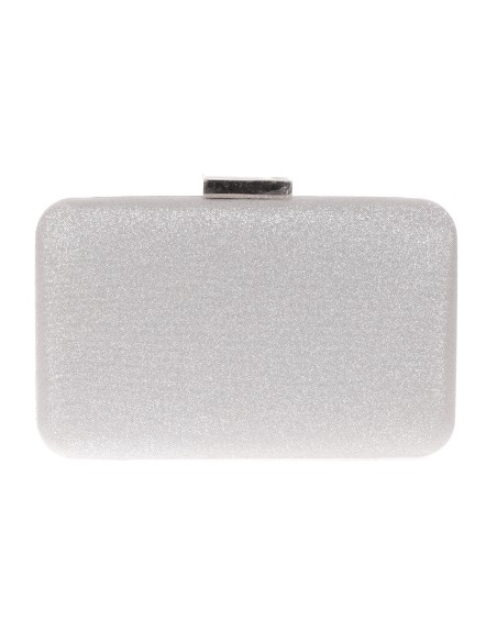Shiny fabric clutch plata