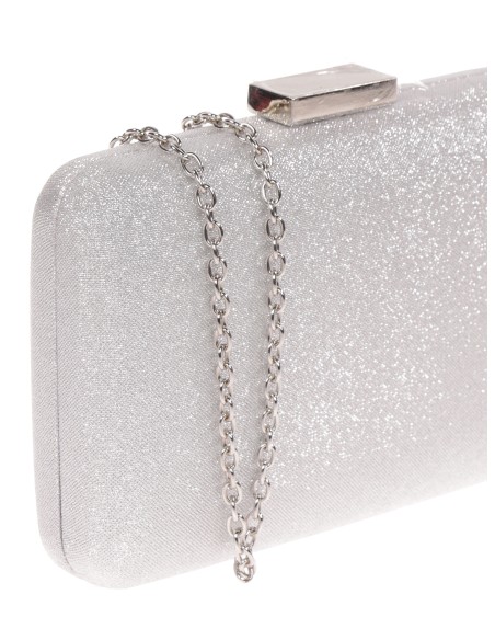 Shiny fabric clutch plata