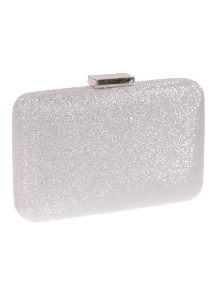 Shiny fabric clutch plata