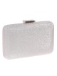 Shiny fabric clutch plata
