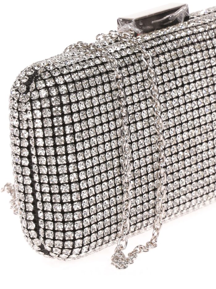 Clutch fiesta pedrería negro-plata